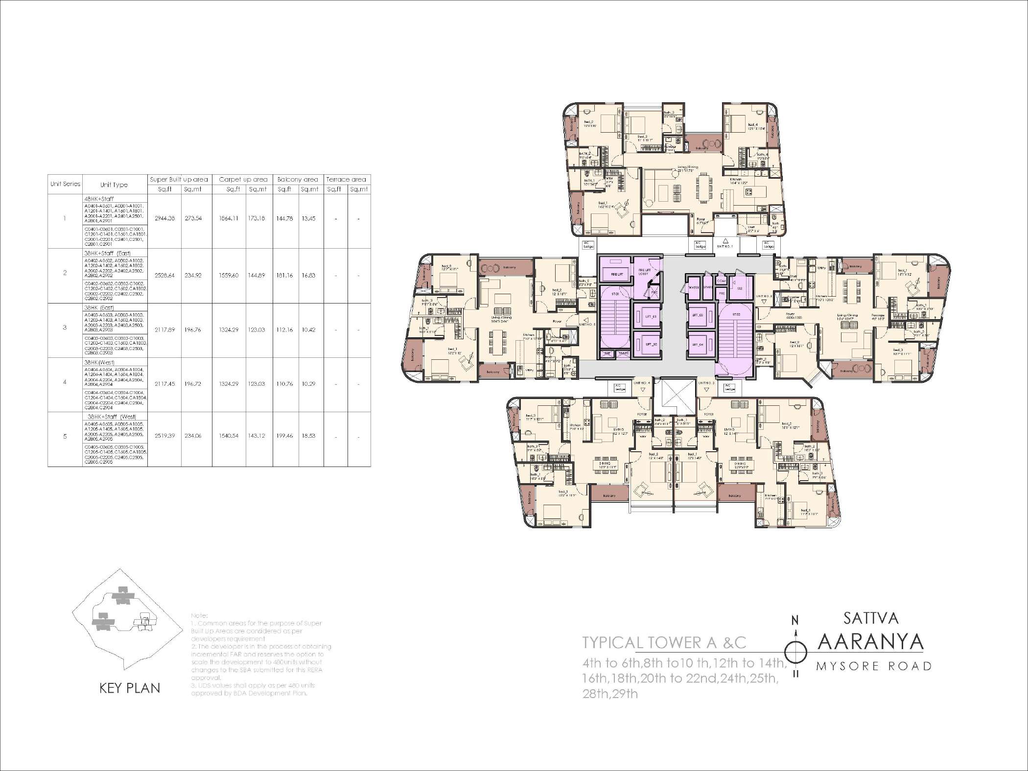 4 BHK Floor Plan Sattva Aaranya